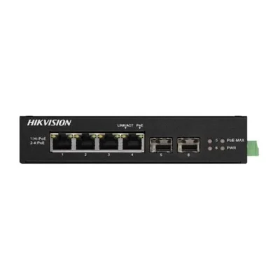 Switch industrial Hikvision 4 puertos gigabit PoE +2 SFP