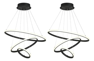Pack X2 lampara colgante LED moderna 60W 3 aros 60-40-20CM