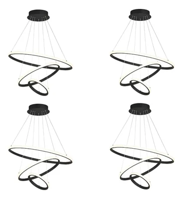Pack X4 lampara colgante LED moderna 60W 3 aros 60-40-20CM