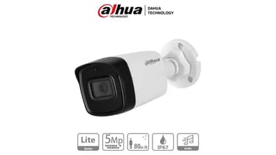 Cámara analógica Dahua 5MP IR bullet con micrófono 2.8 mm